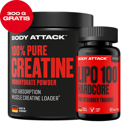Body Attack Lipo 100 + Pure Creatine 300g Bundle - Premium Aktionspaket - jostefitvita.de
