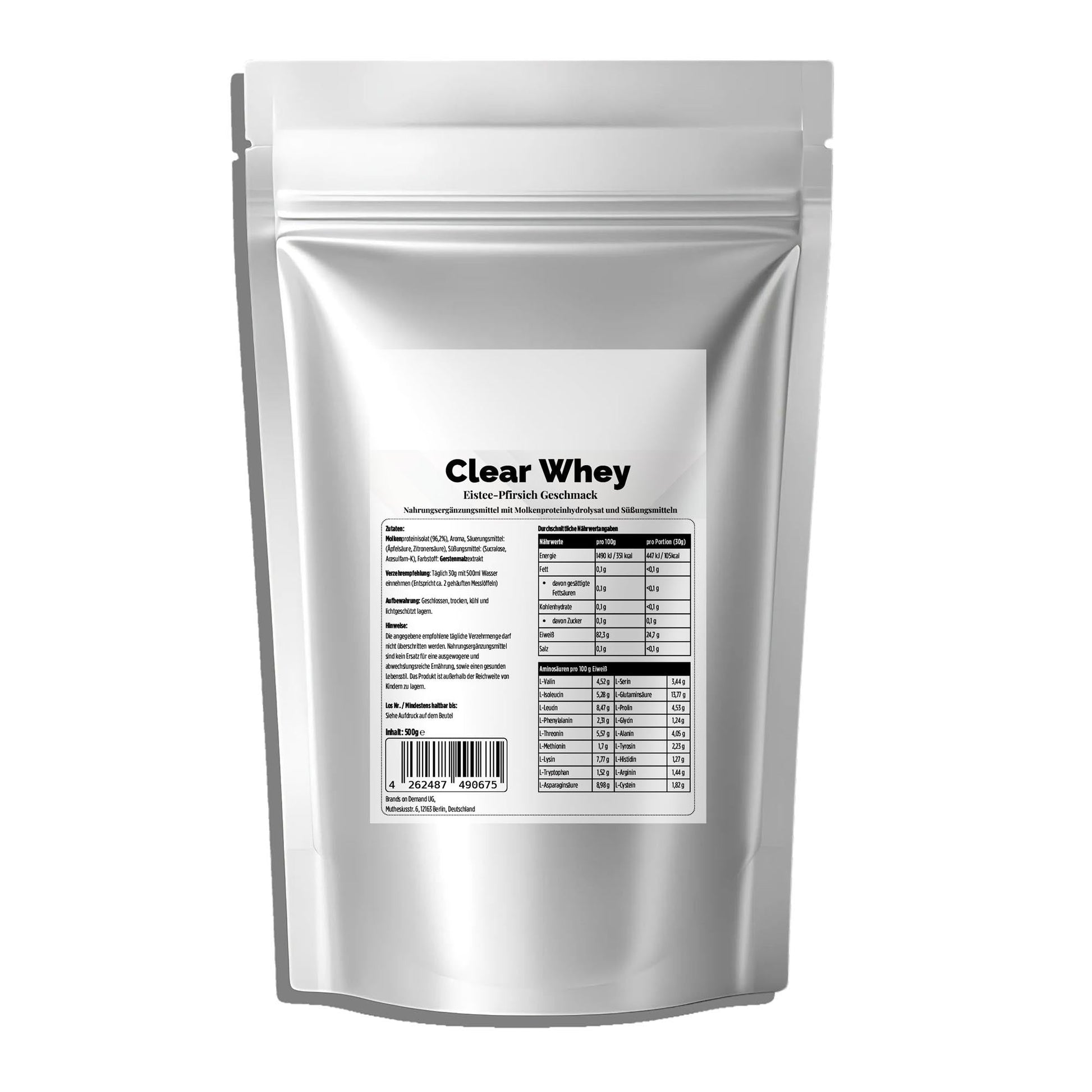 Clear Whey Protein Isolat Eistee Pfirsich 500g - Erfrischendes Proteinpulver | 96% Isolat - jostefitvita.de