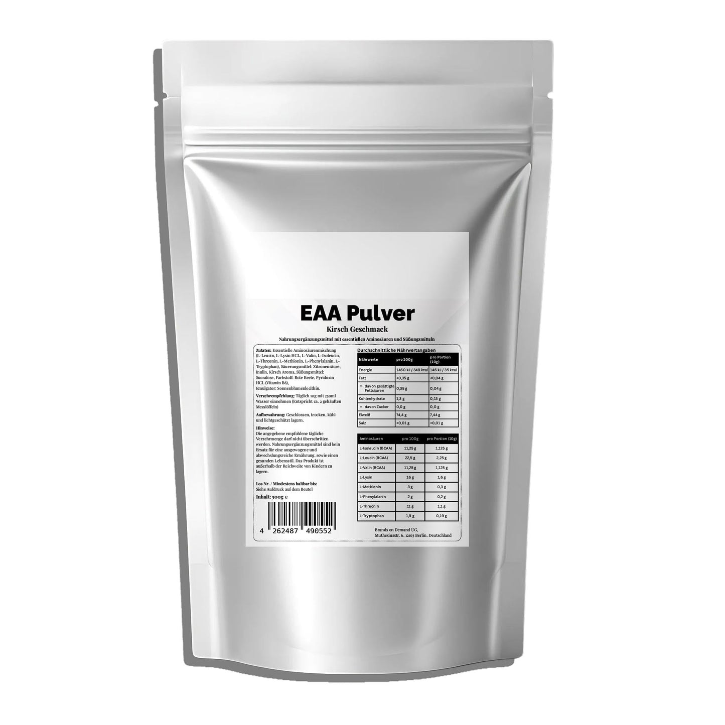EAA Aminosäuren Pulver Kirsche 500g - 8 Essentielle Aminosäuren + Vitamin B6 - jostefitvita.de