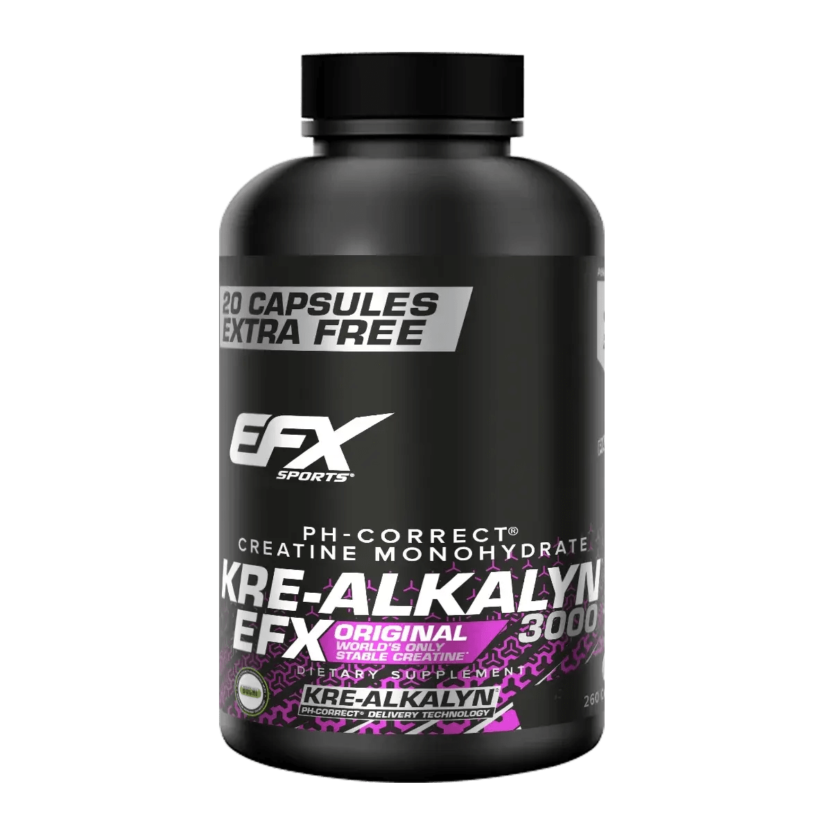 EFX Kre - Alkalyn 3000 - 260 Kapseln | Gepuffertes Kreatin für Muskelaufbau & Kraft - jostefitvita.de