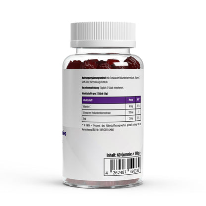 Elderberry + Vitamin C + Zink Gummies - 60 Stk. - jostefitvita.de