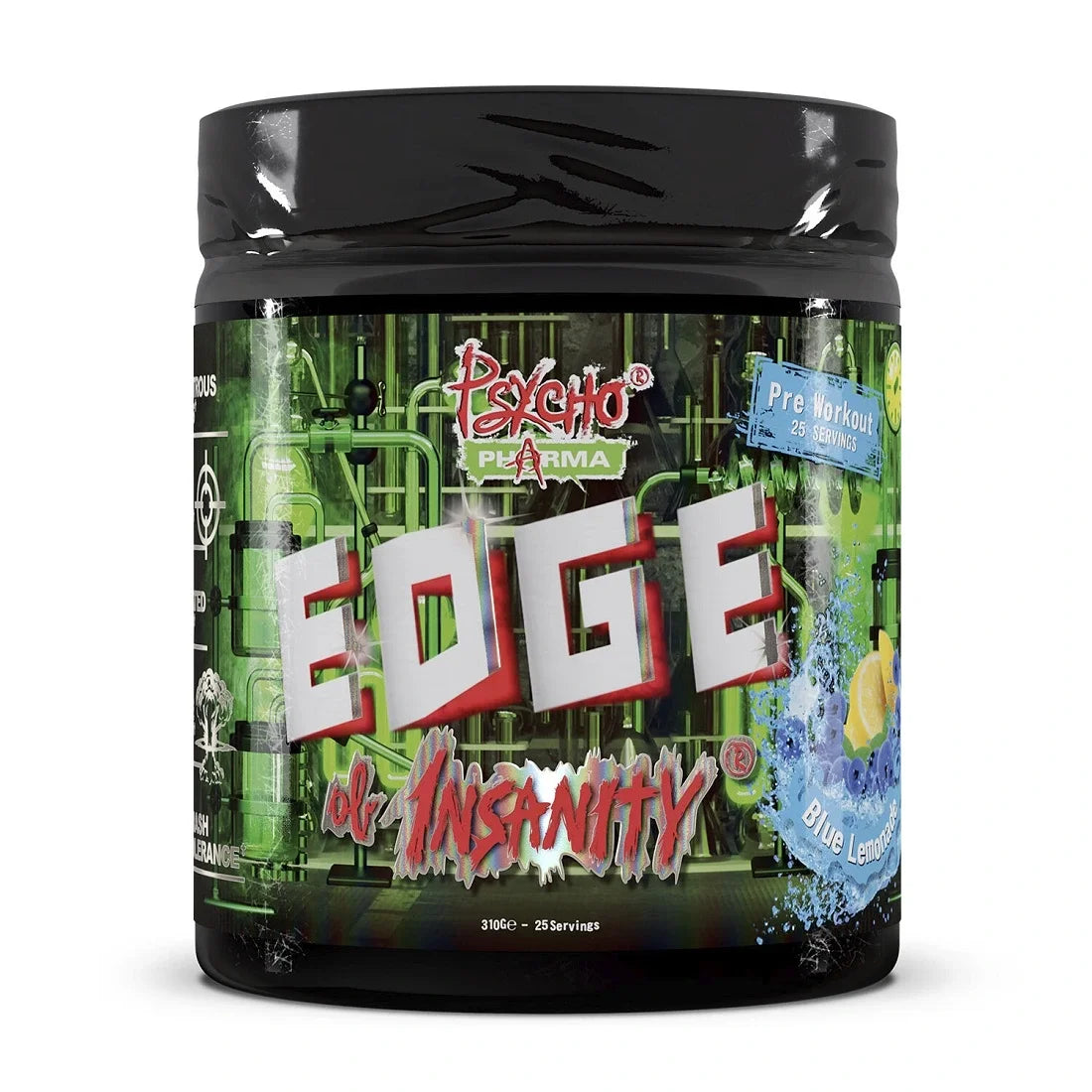 Psycho Pharma Edge of Insanity Pre-Workout Booster 310g - 3 Geschmacksrichtungen: Blue Lemonade, Jungle Juice, Spiked Punch