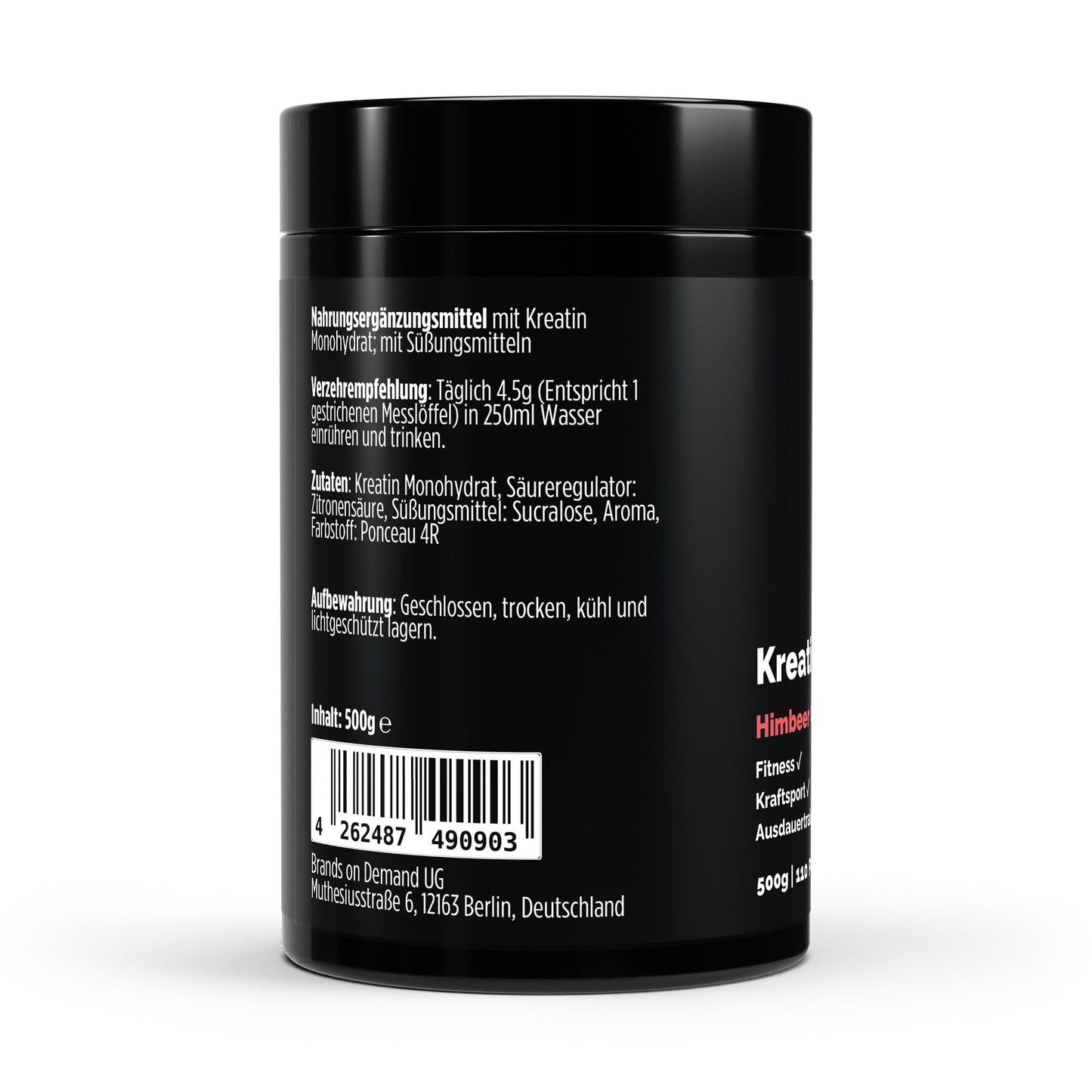 Kreatin Monohydrat 500g – Himbeer - Geschmack - jostefitvita.de
