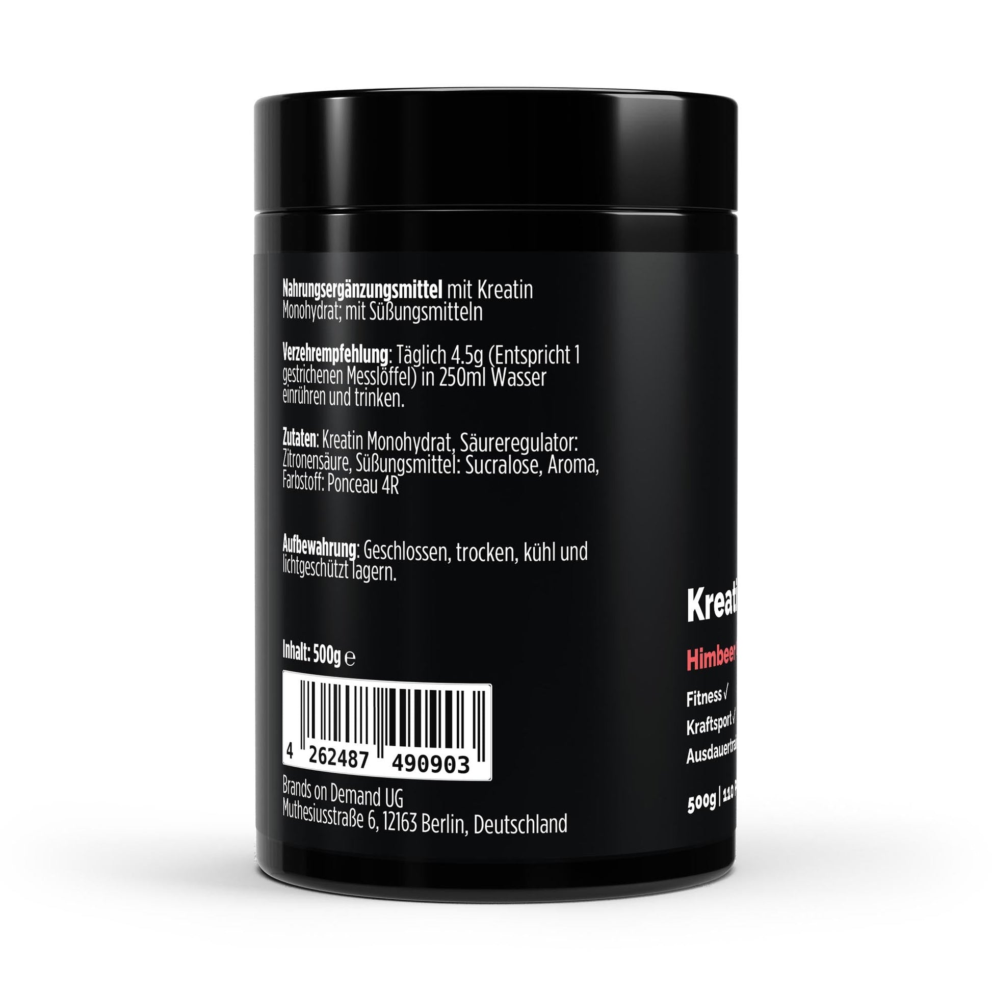 Kreatin Monohydrat 500g – Himbeer - Geschmack - jostefitvita.de