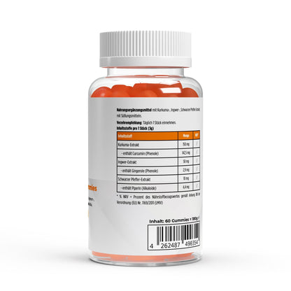 Kurkuma + Ingwer + Schwarzer Pfeffer Gummies - 60 Stk. - jostefitvita.de