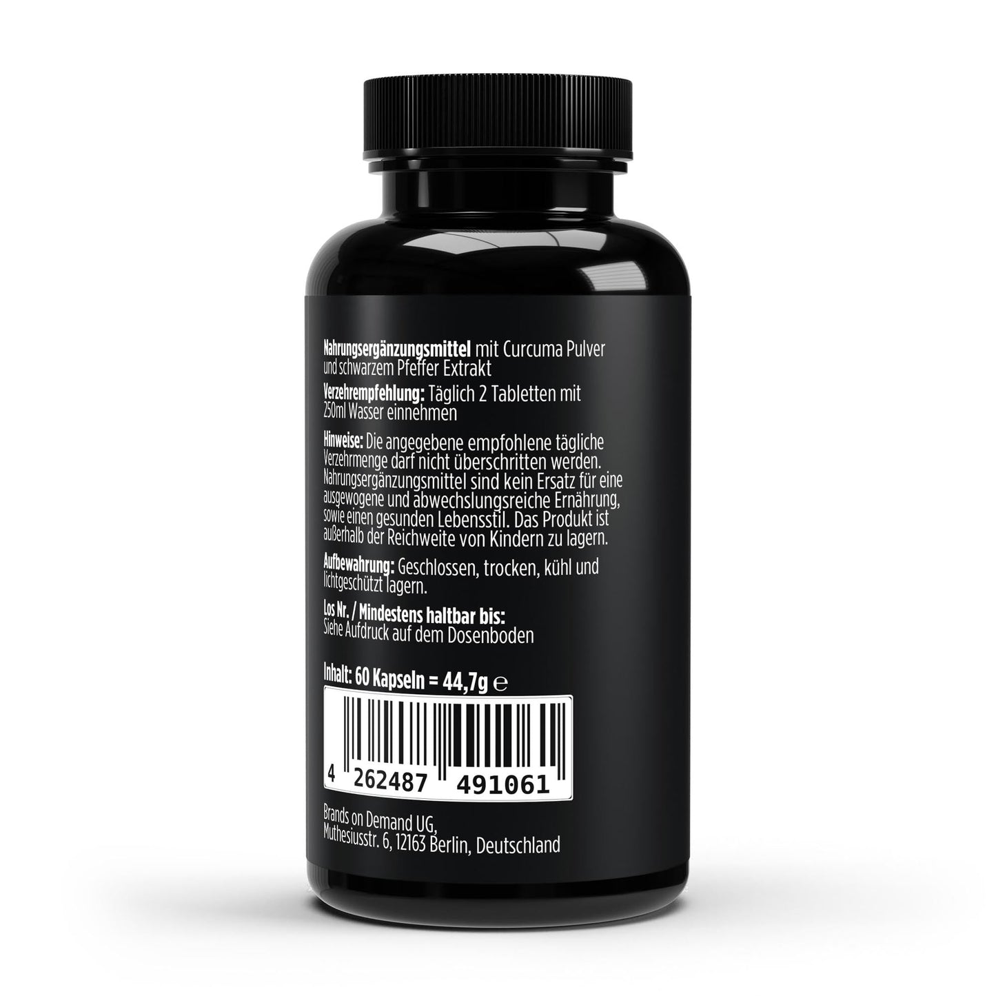 Kurkuma + Piperin 60 Kapseln - Hochdosiert mit Schwarzem Pfeffer | 2 Monate Vorrat - jostefitvita.de