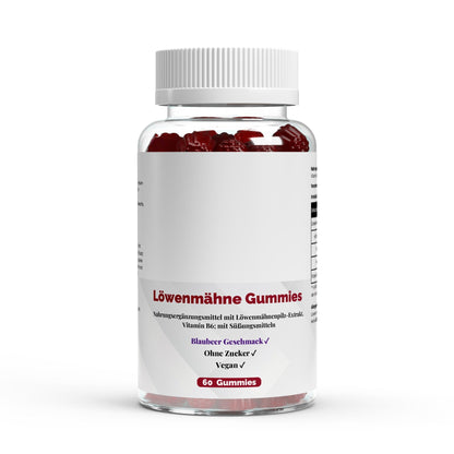 Löwenmähne + Vitamin B6 Gummies 60 Stück - Zuckerfrei & Vegan | Lion's Mane - jostefitvita.de
