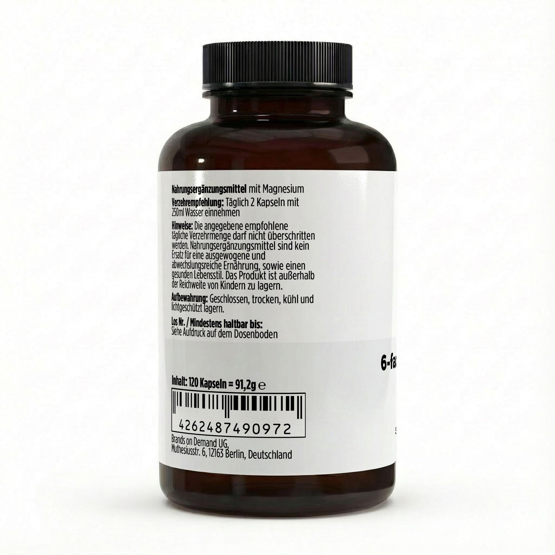 Magnesium 6x Komplex + B6 - 120 vegane Kapseln - jostefitvita.de