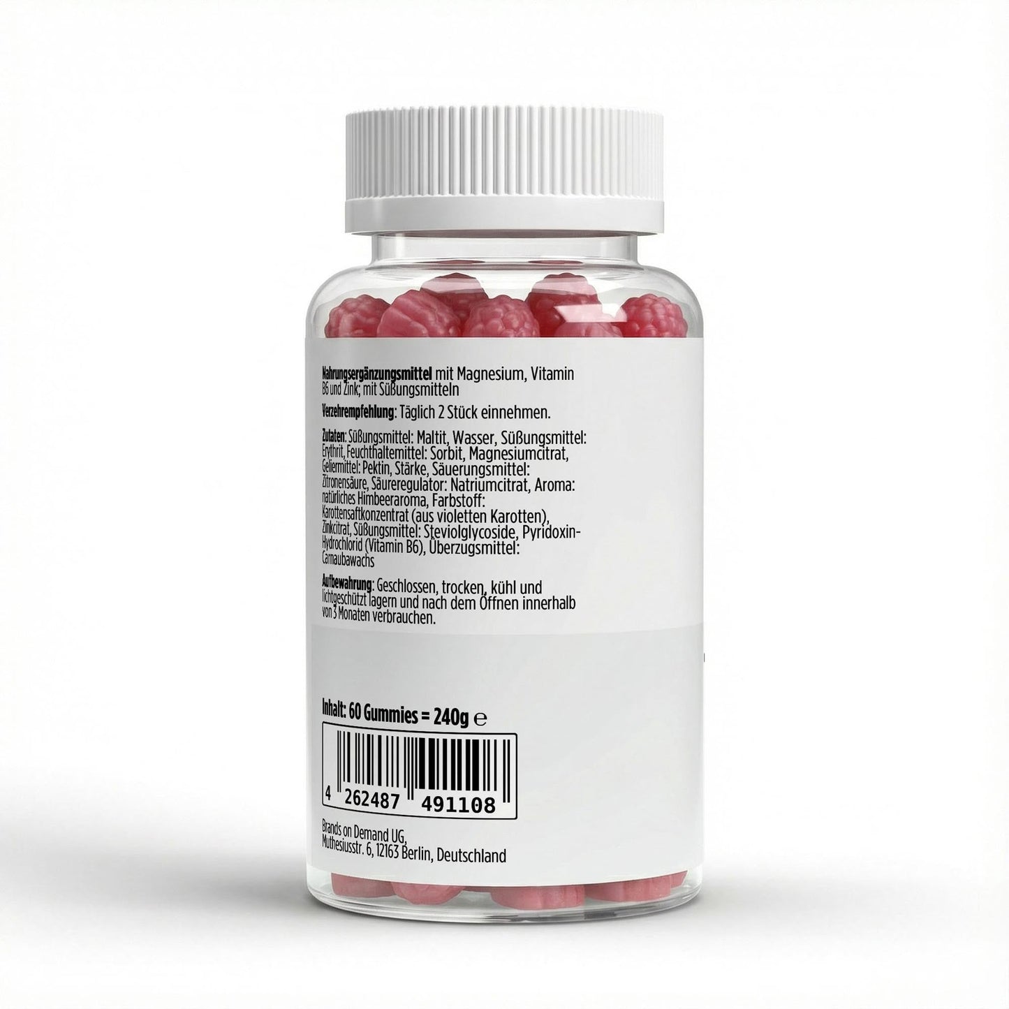 Magnesium Zink B6 Gummies 60 Stück - Vegan Zuckerfrei Himbeer - Geschmack - jostefitvita.de