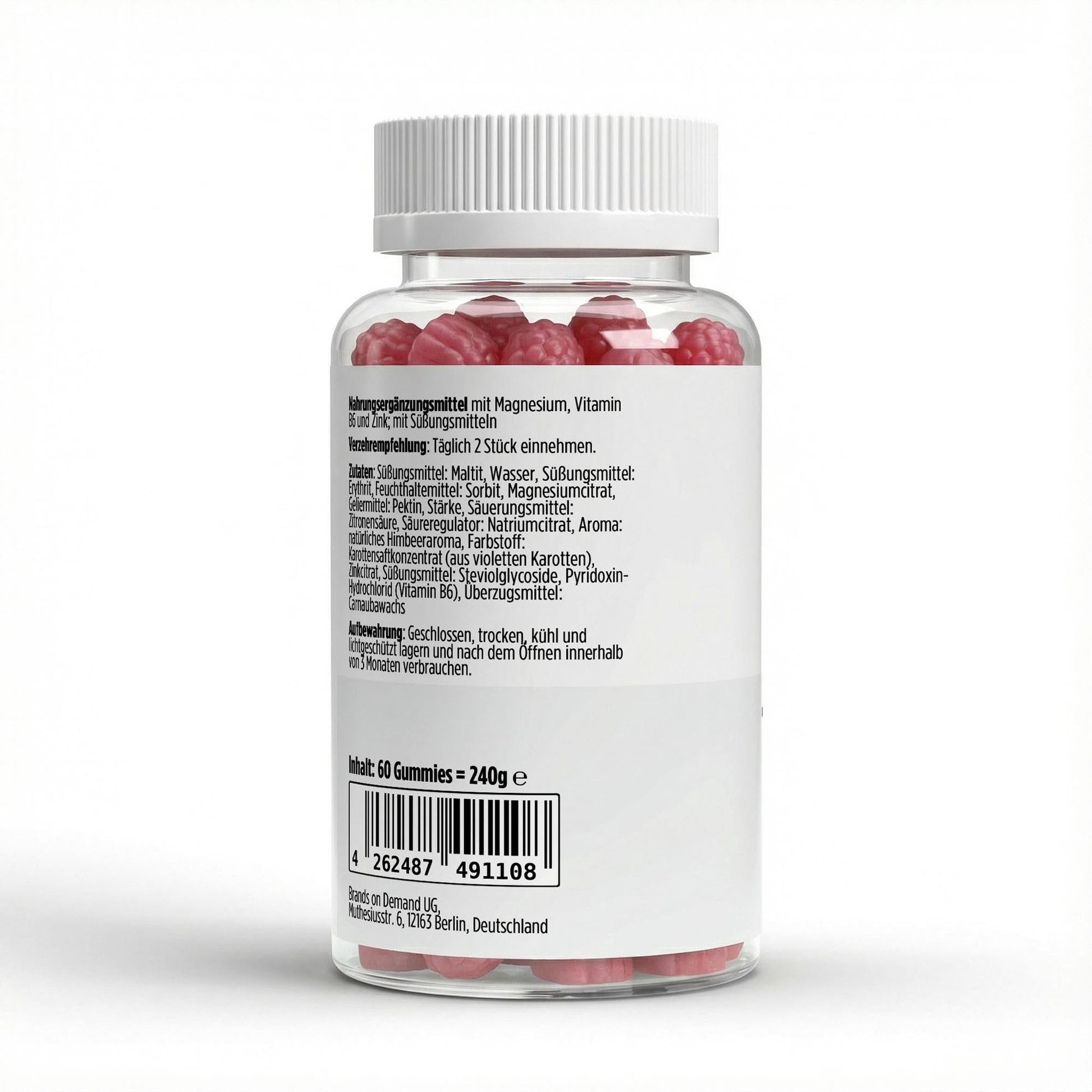 Magnesium Zink B6 Gummies 60 Stück - Vegan Zuckerfrei Himbeer - Geschmack - jostefitvita.de