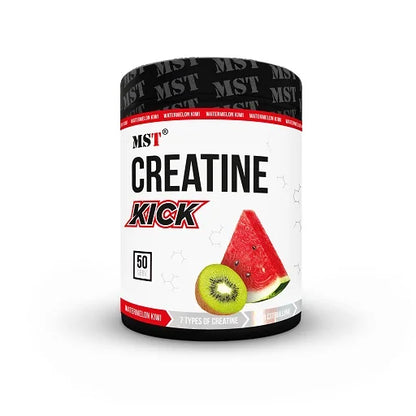 MST Creatine Kick 500g - 4 Geschmacksrichtungen: Pfirsich-Eistee, Wassermelone-Kiwi, Grüner Apfel, Kirsch-Cola