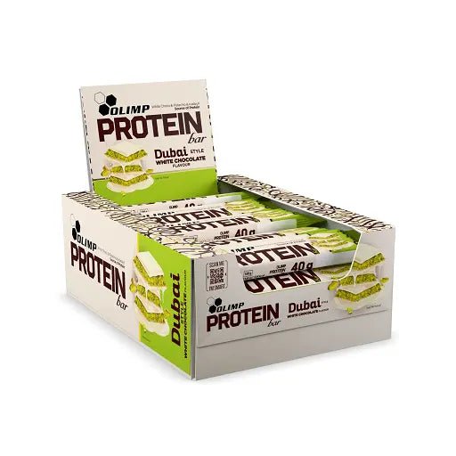 Olimp Protein Bar Dubai Style 25x40g - Premium Proteinriegel Schokolade & Weiße Schokolade - jostefitvita.de