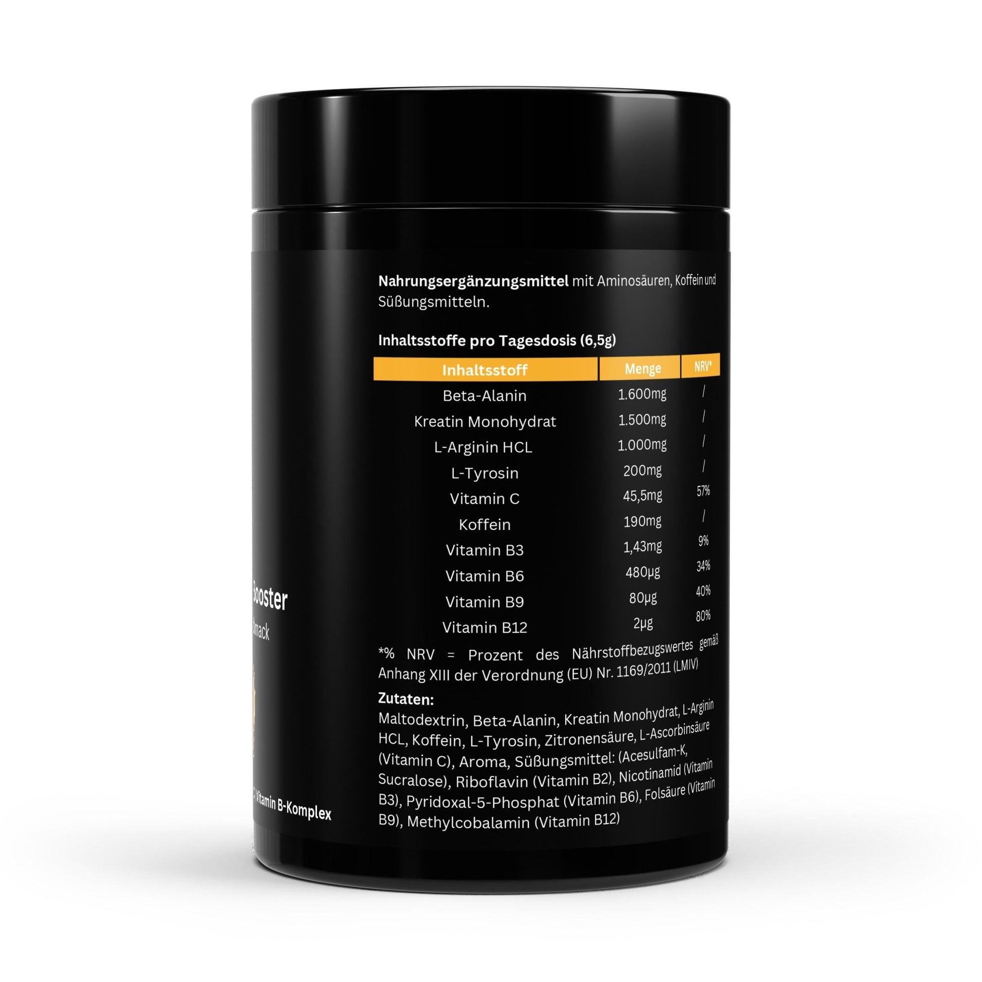 Pre-Workout Booster Orange 520g - Beta-Alanin, Kreatin & Koffein für Energie - jostefitvita.de