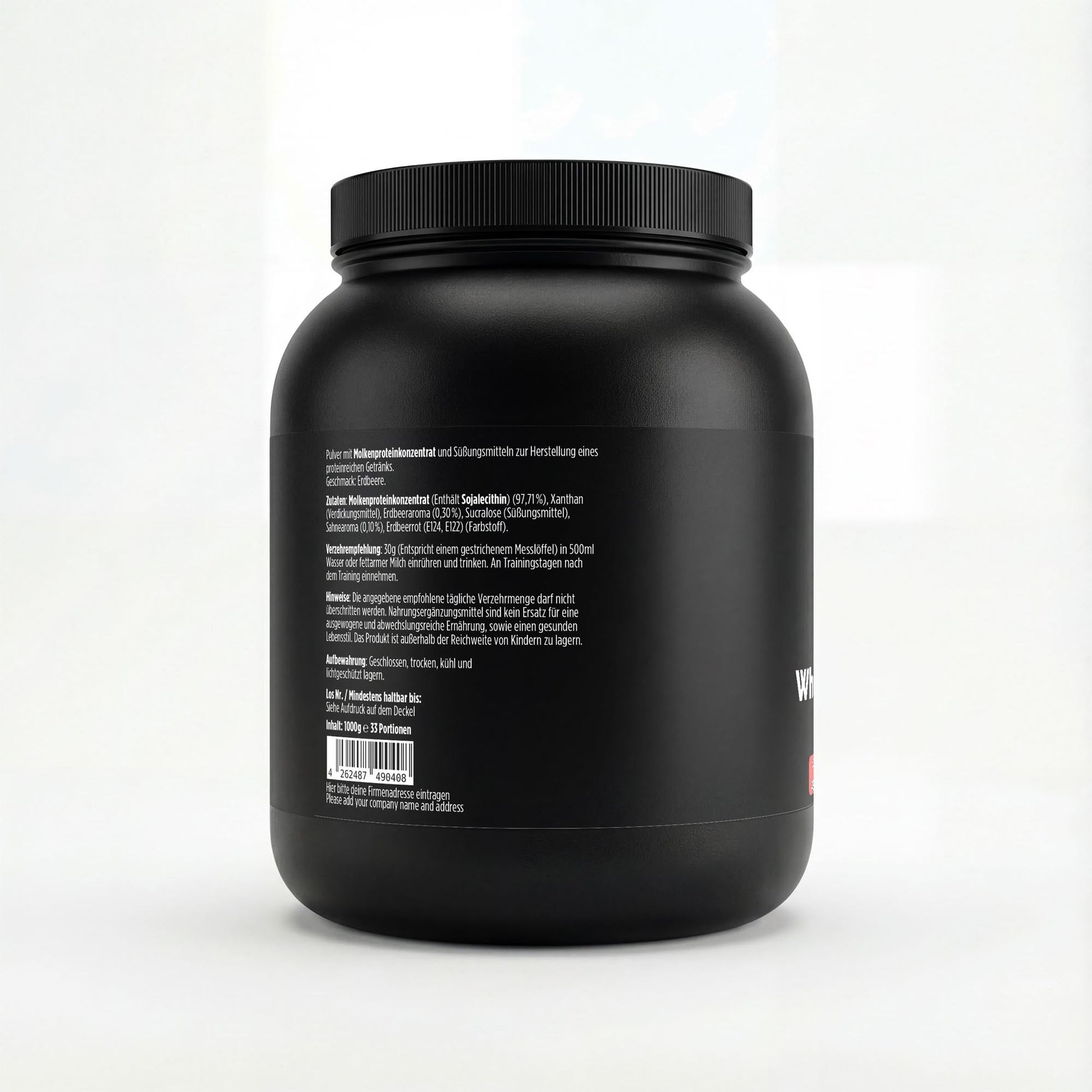 Premium Whey Protein Erdbeere 1kg - 94,85% Proteinkonzentrat | Muskelaufbau - jostefitvita.de