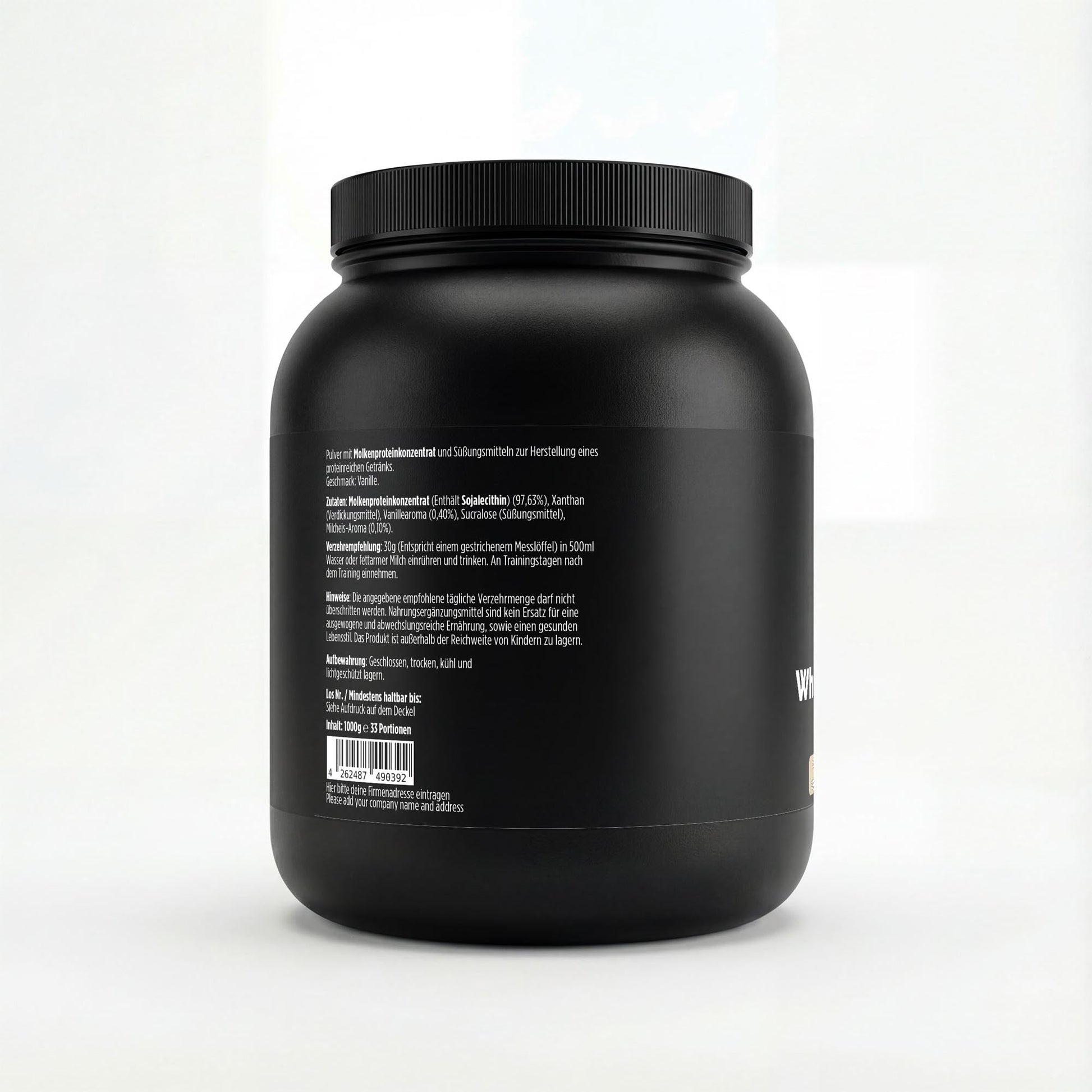 Premium Whey Protein Vanille 1kg - 94,85% Proteinkonzentrat | Muskelaufbau - jostefitvita.de