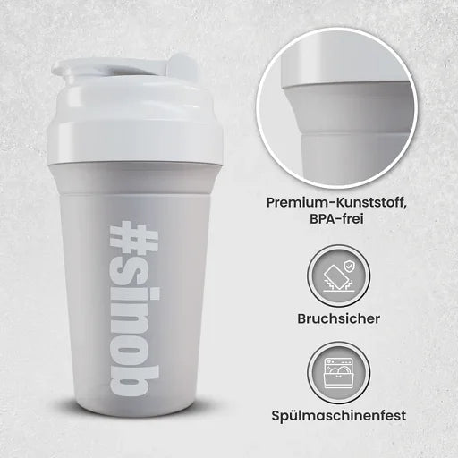 Premium Sinob Shaker 600ml - Trinkflasche für Getränke und Nahrungsergänzung