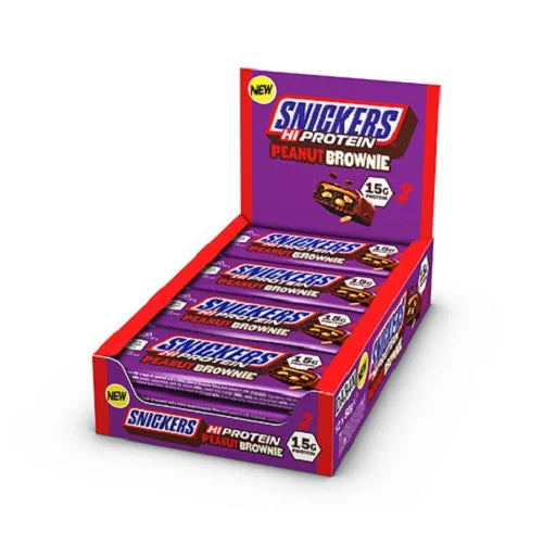 Snickers High Protein Bar Peanut Brownie 12x50g - Premium Proteinriegel mit authentischem Snickers Geschmack