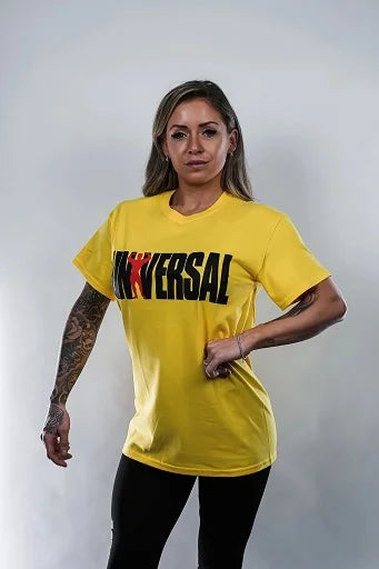 Premium Universal Animal T-Shirt Gelb - Fitness-Shirt mit Logo-Aufdruck